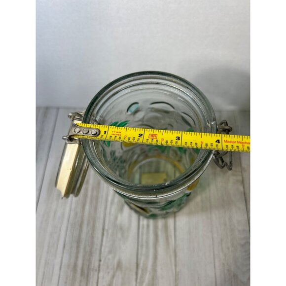 Vintage Canister Jar Storage Glass Fruit Embossed Wire Bale Lid - Set Of 3 - Picture 8 of 10